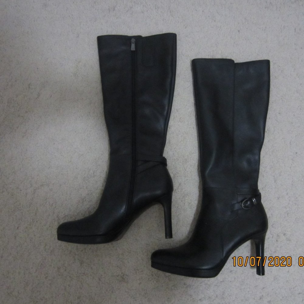 NATURALIZER Women's Tai Black Leather (Wide) 9.5